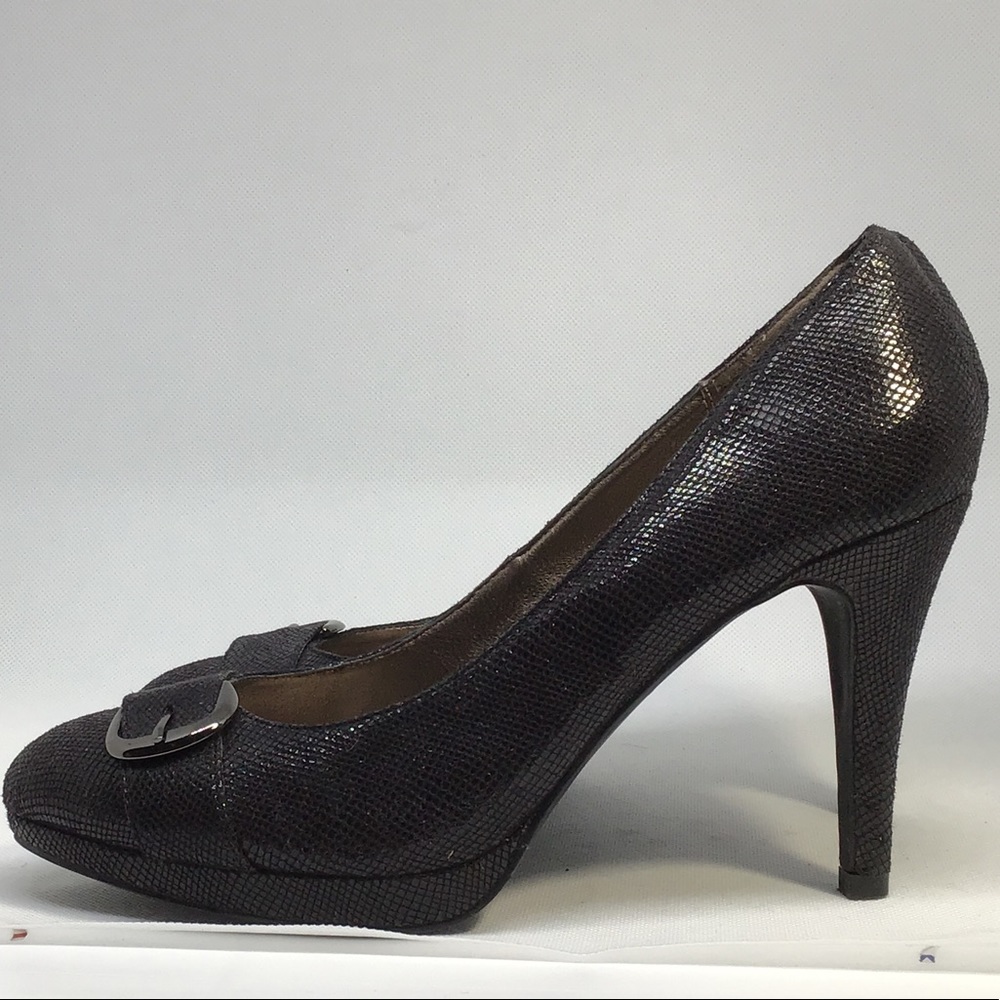 Moda Black textured platform pumps 9M - Picture 5 of 5